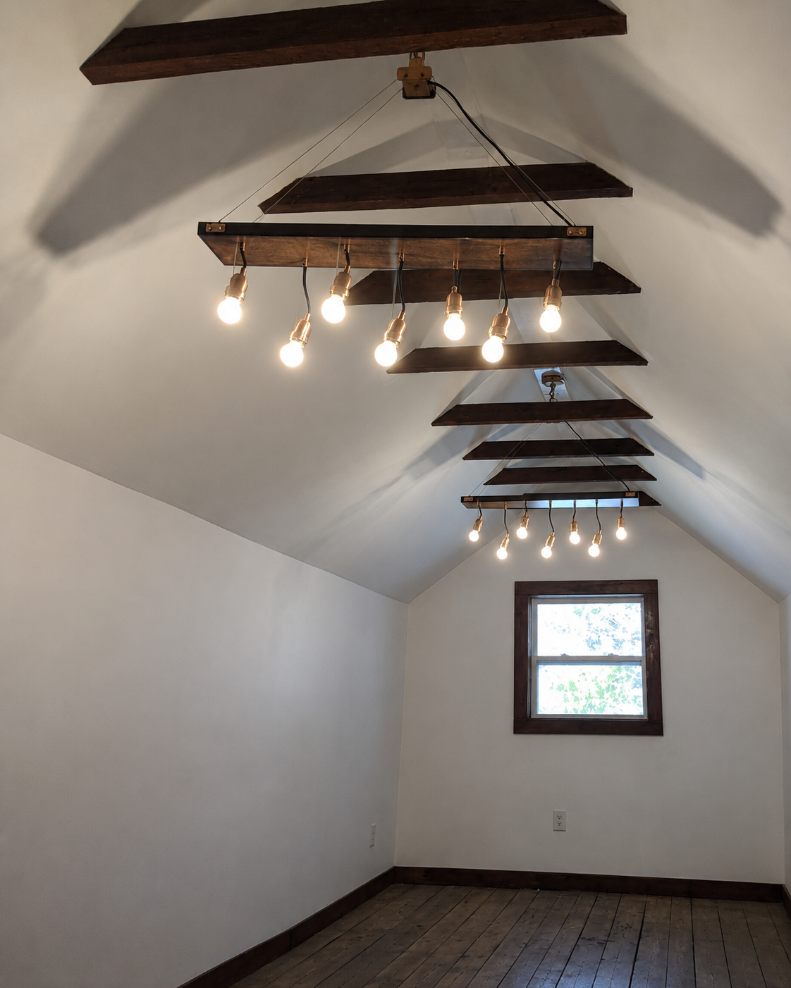 Finished custom beams and lighting detail