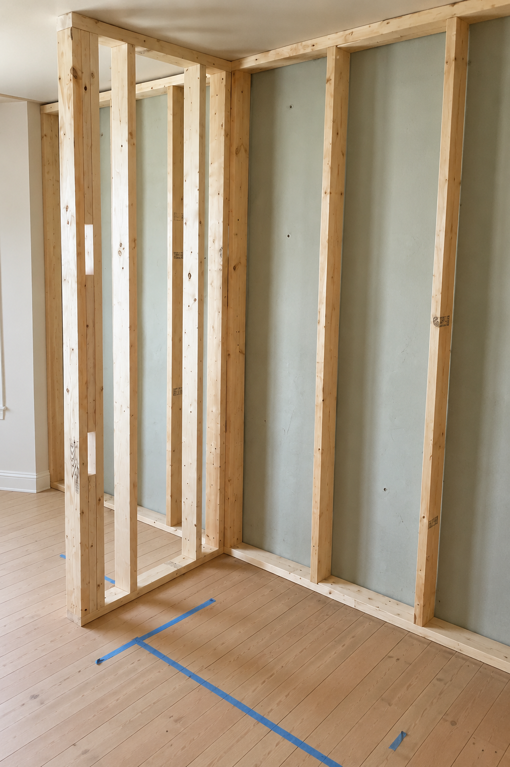 Full renovation before drywall with exposed studs