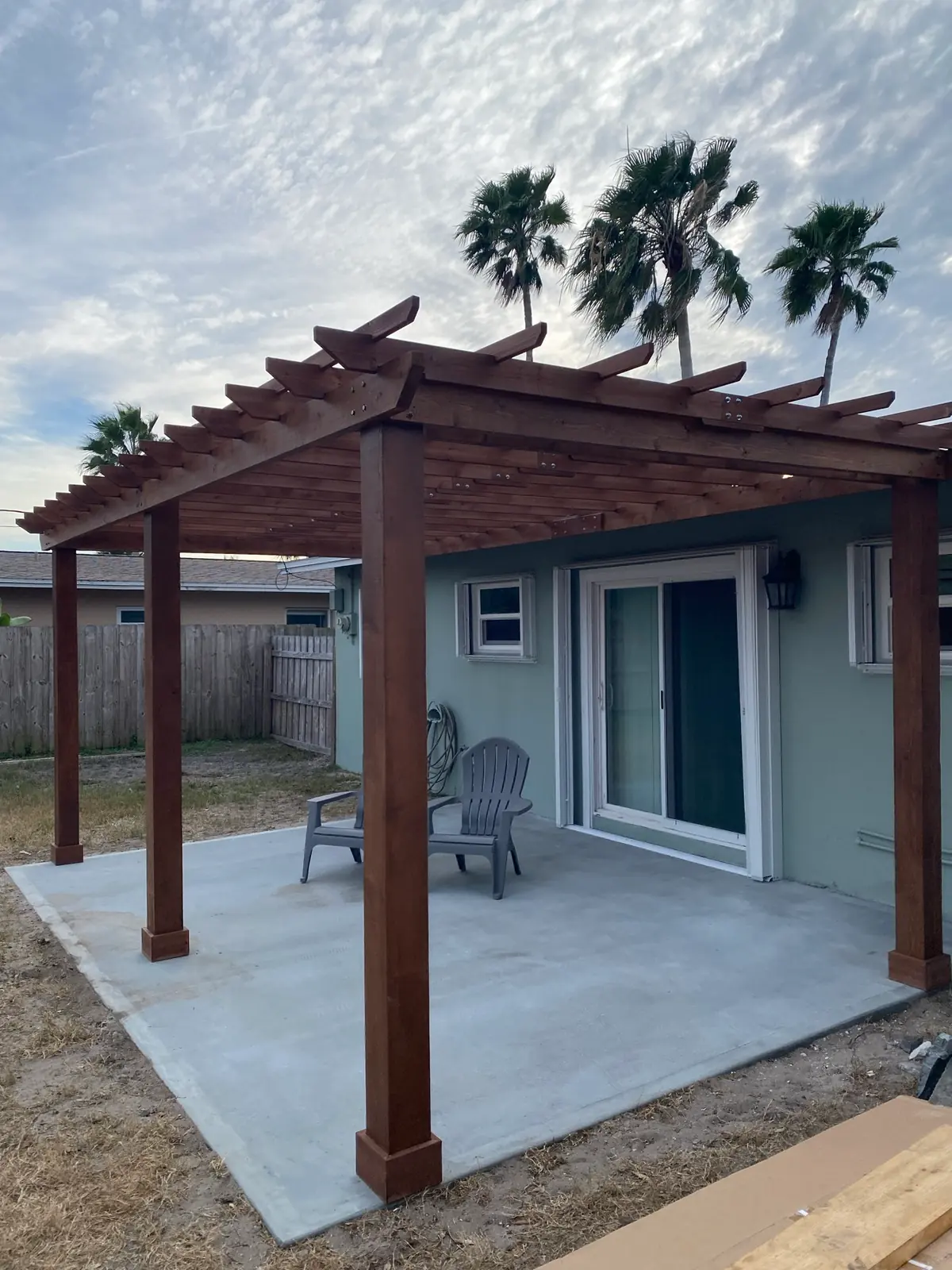 Finished pergola and outdoor living space